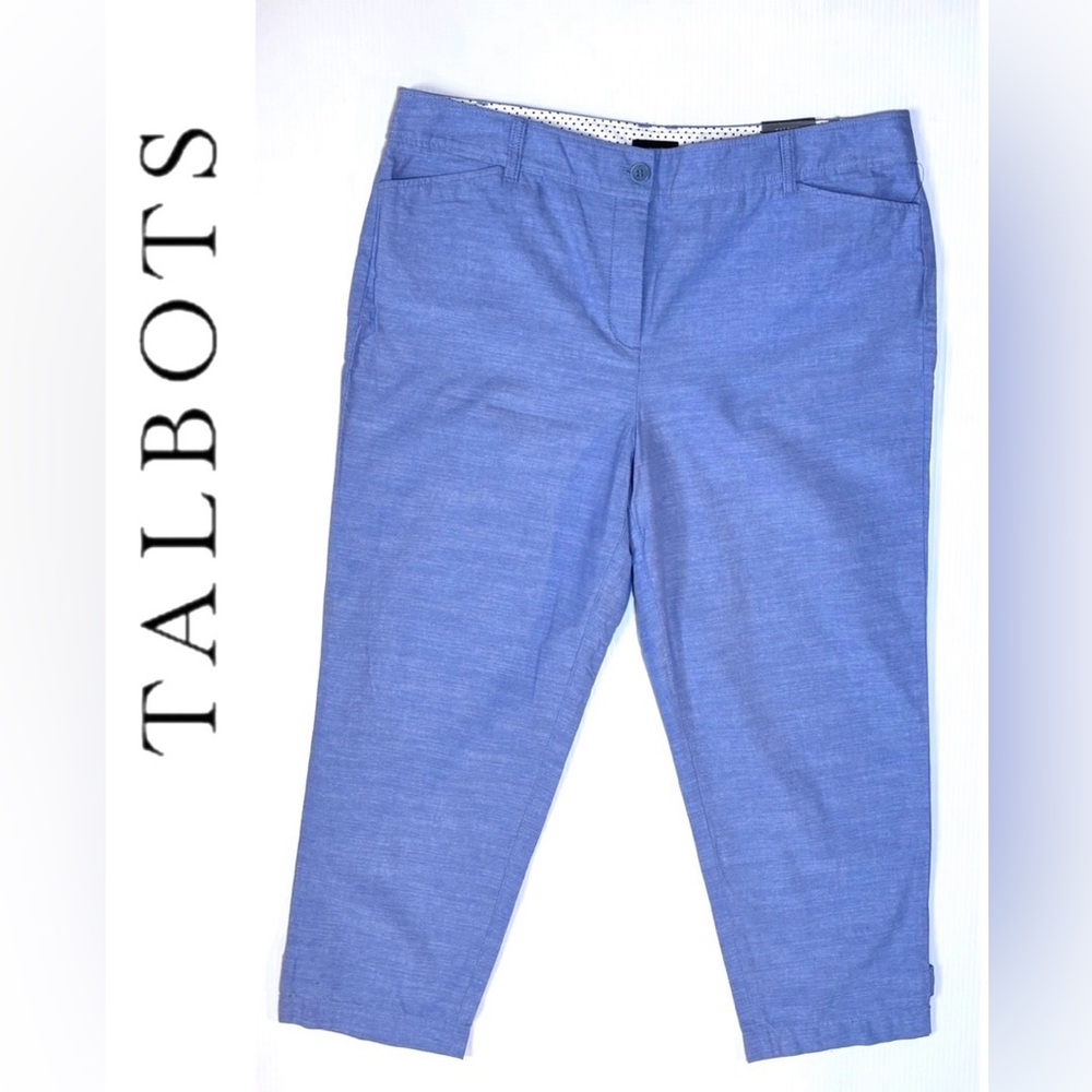NWT Talbots Perfect Crop Pant Blue Chambray 16